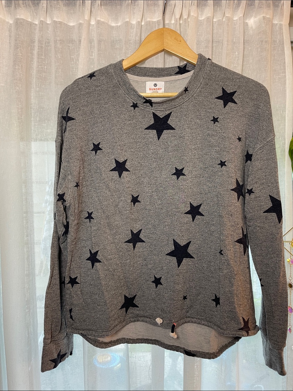 Sundry Heather Gray Star Crewneck Sweatshirt
